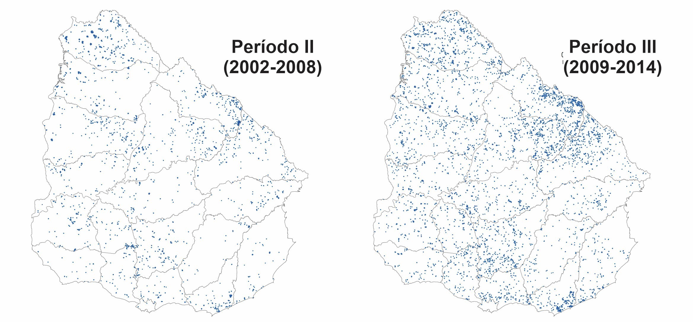 Distribución espacial de los embalses construídos por período