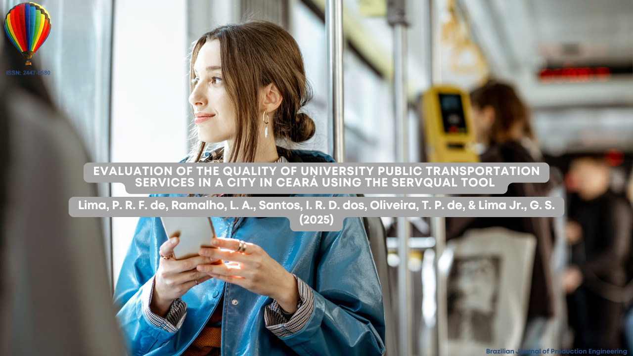 Cover image showing a student on public transport, with the article title on evaluating university transit quality using the SERVQUAL tool
